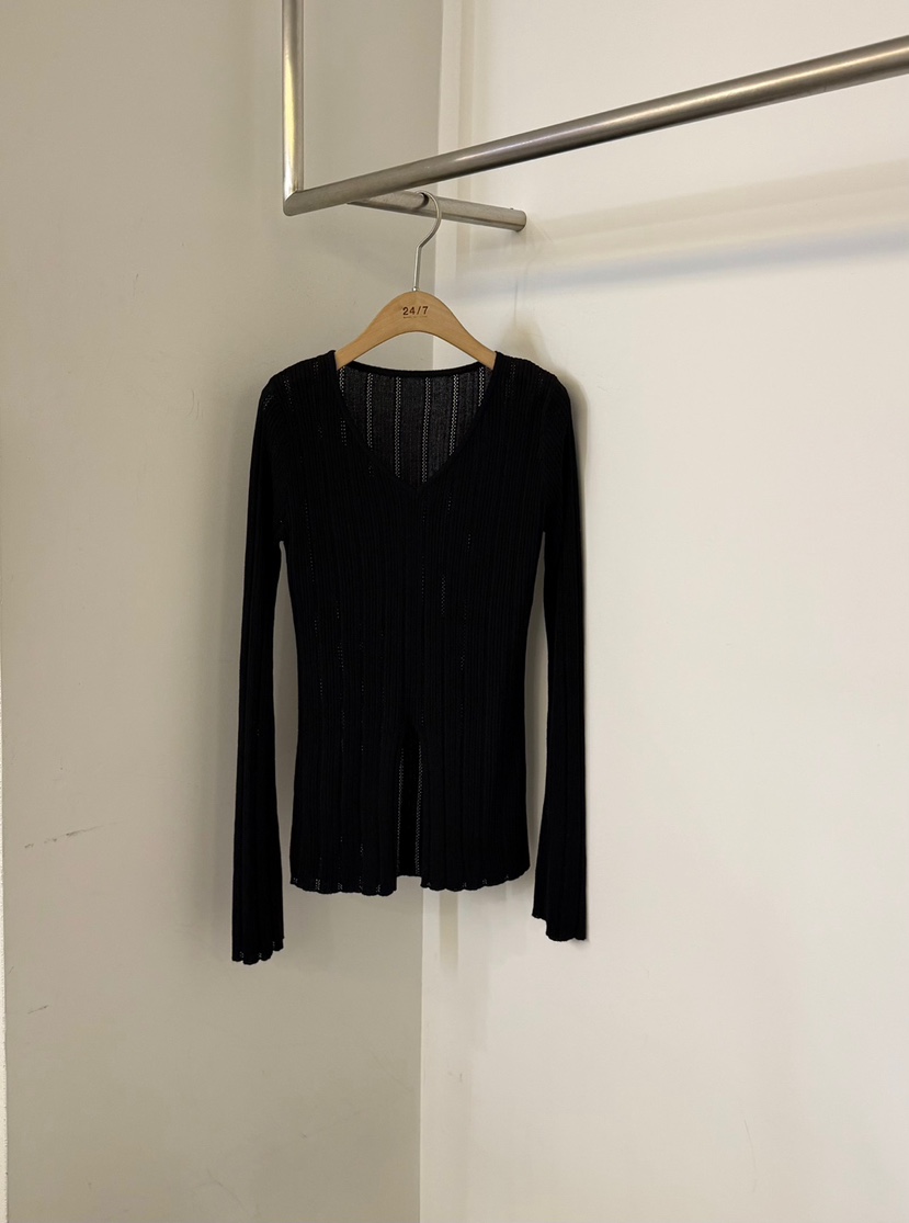 TWENTY FOUR SEVEN24-7東大門代購女裝新品休閑針織衫羅紋TEWNTY FOUR SEVEN24-7針織衫圖色3黑色