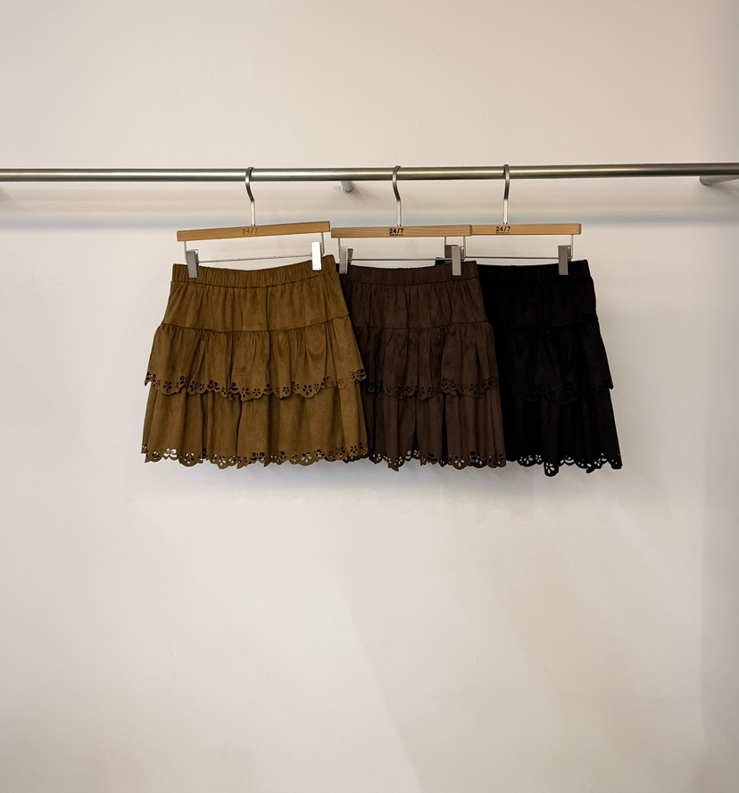 TWENTY FOUR SEVEN24-7韓國代購女士新品時尚短裙絨面革緞帶TEWNTY FOUR SEVEN24-7短裙