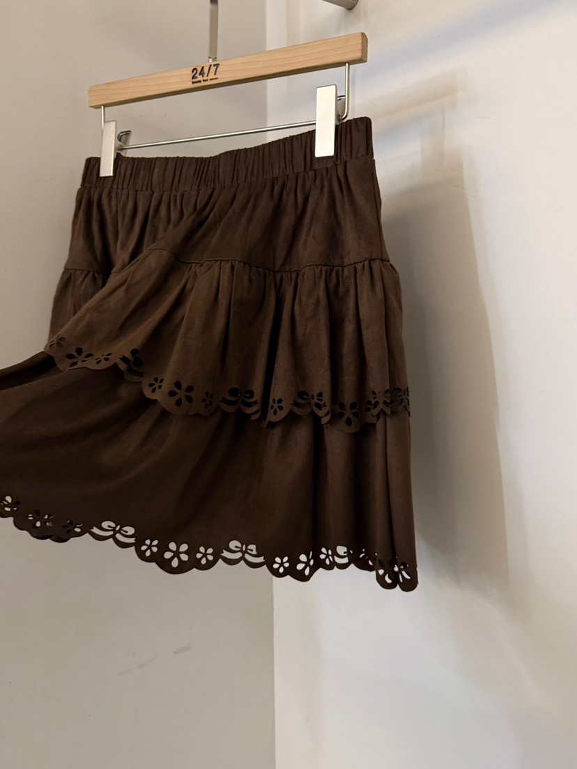 TWENTY FOUR SEVEN24-7韓國代購女士新品時尚短裙絨面革緞帶TEWNTY FOUR SEVEN24-7短裙