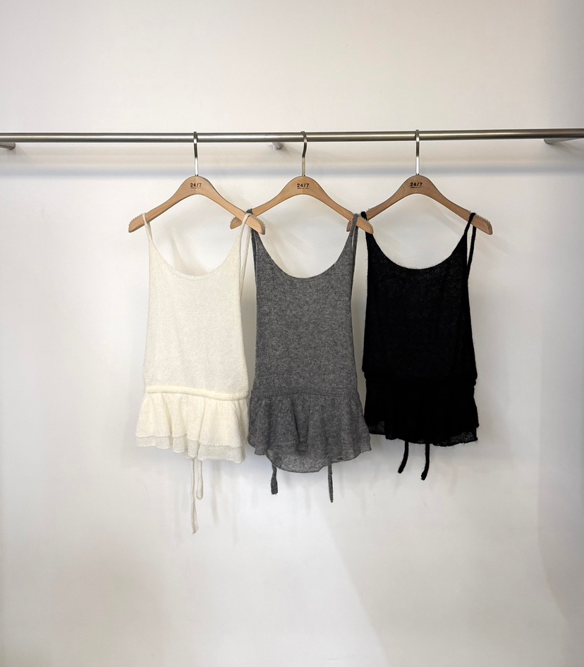 TWENTY FOUR SEVEN24-7韓國代購女裝新款熱賣吊帶背心荷葉邊馬海毛TEWNTY FOUR SEVEN24-7吊帶/背心