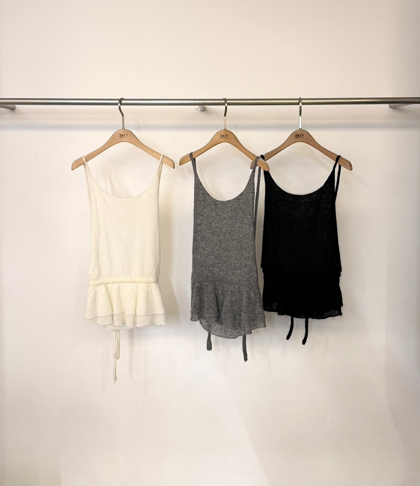 TWENTY FOUR SEVEN24-7韓國代購女裝新款熱賣吊帶背心荷葉邊馬海毛TEWNTY FOUR SEVEN24-7吊帶/背心