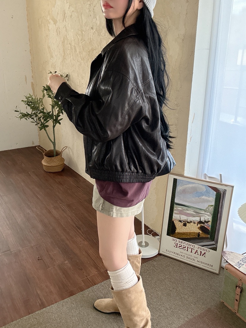 LATTE-P東大門實拍女裝新品時尚人氣推薦休閑熱賣真品皮衣LATTE-P皮衣