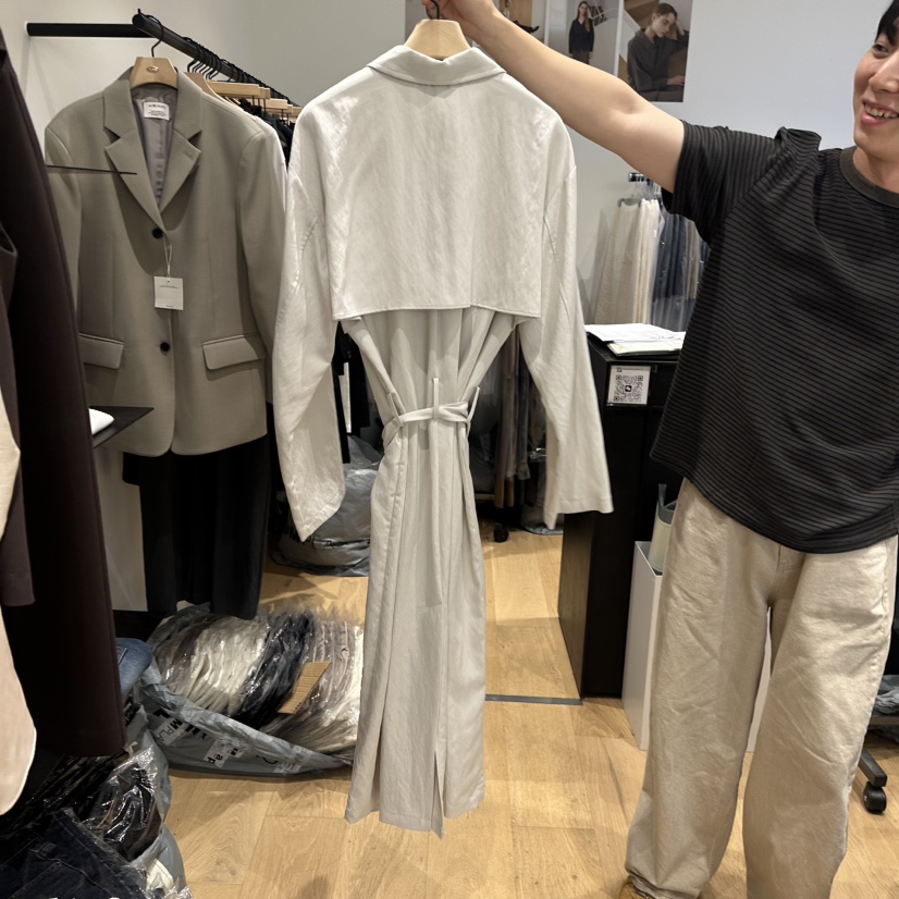aube nunt韓國代購女士新品休閑熱賣人氣時尚推薦長款風衣aube nunt長款風衣