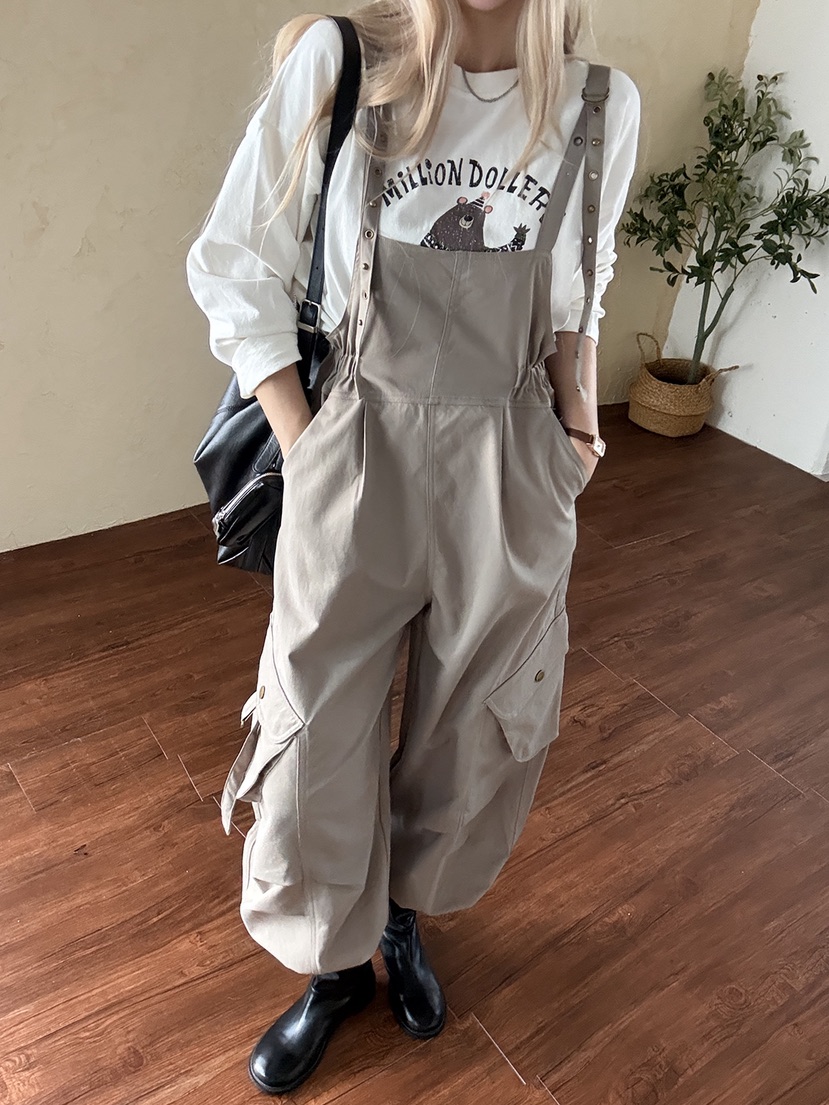 LATTE-P東大門實拍女士新款熱賣真品時尚休閑推薦背帶褲LATTE-P背帶褲