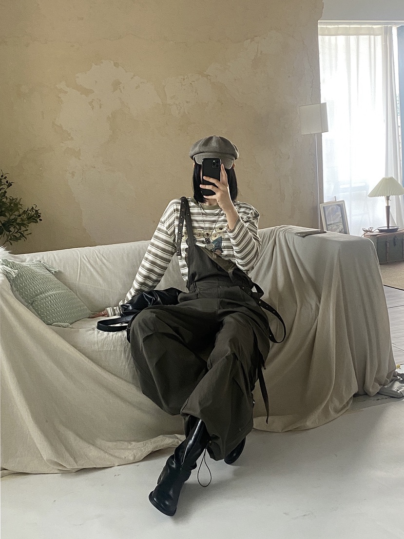 LATTE-P東大門實拍女士新款熱賣真品時尚休閑推薦背帶褲LATTE-P背帶褲