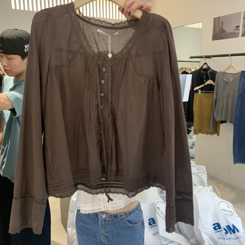 PLATE韓國直郵女士新品人氣休閑推薦時尚真品熱賣襯衫蕾絲衫ANOTHER PLATE MOOD WEAR襯衫/蕾絲衫圖色1