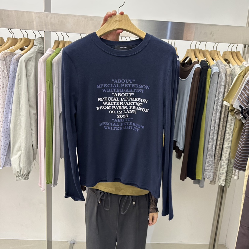 SPECIAL東大門直郵女裝新品真品推薦時尚休閑人氣長袖T恤SPECIAL長袖T恤圖色5深藍色