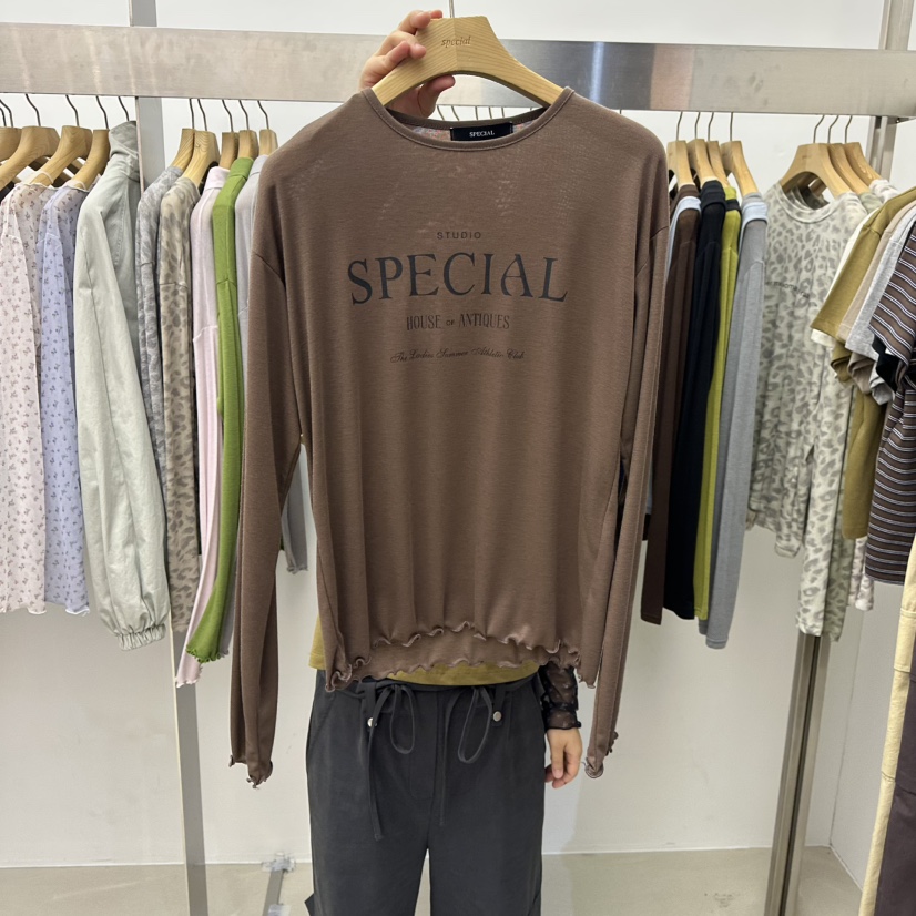 SPECIAL韓國代購女士新款休閑真品時尚推薦熱賣人氣長袖T恤SPECIAL長袖T恤圖色2