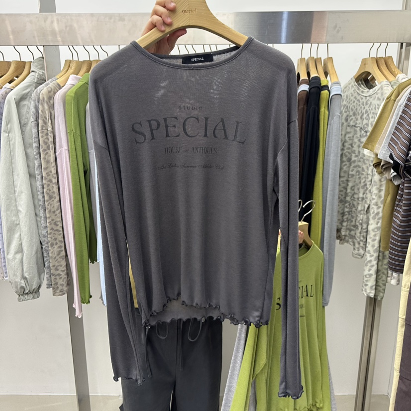SPECIAL韓國代購女士新款休閑真品時尚推薦熱賣人氣長袖T恤SPECIAL長袖T恤圖色6墨色