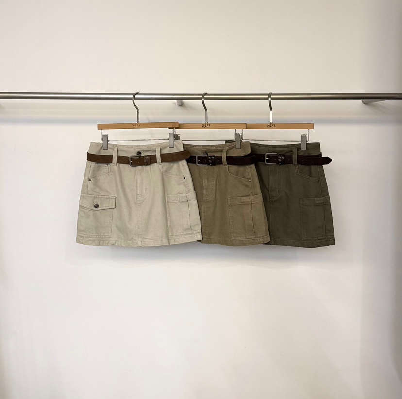 TWENTY FOUR SEVEN24-7韓國直郵女裝新品推薦裙褲含腰帶口袋TEWNTY FOUR SEVEN24-7裙褲