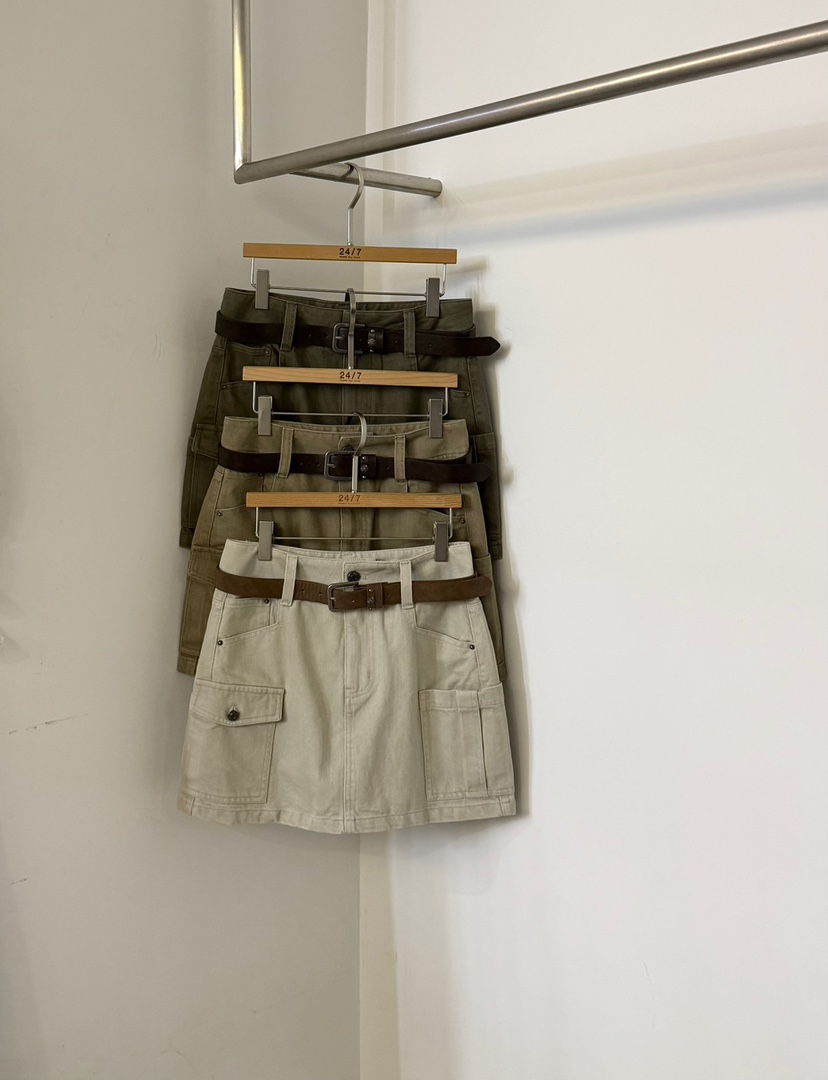 TWENTY FOUR SEVEN24-7韓國直郵女裝新品推薦裙褲含腰帶口袋TEWNTY FOUR SEVEN24-7裙褲