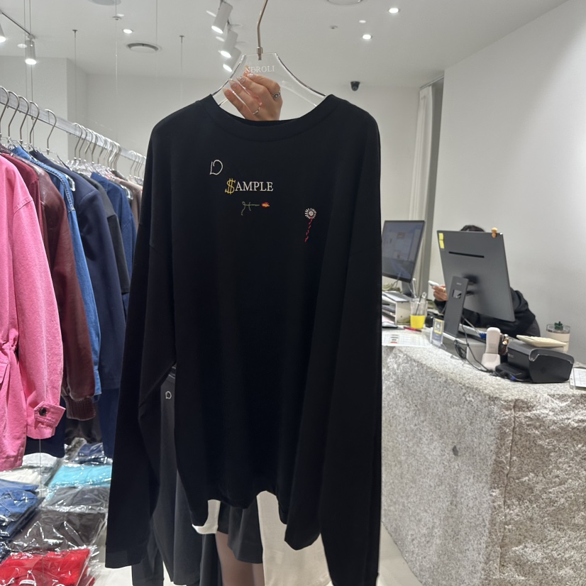 NEROLI 36東大門代購女裝新款推薦休閑時尚長袖T恤刺繡寬松NEROLI 36長袖T恤圖色2黑色