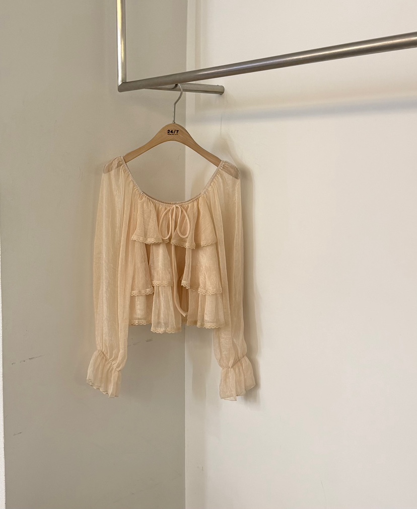 TWENTY FOUR SEVEN24-7韓國代購女裝新品真品襯衫蕾絲衫褶邊TEWNTY FOUR SEVEN24-7襯衫/蕾絲衫圖色1