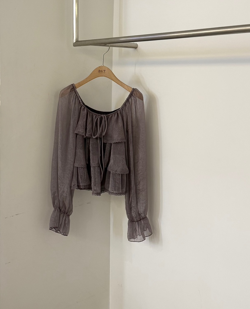 TWENTY FOUR SEVEN24-7韓國代購女裝新品真品襯衫蕾絲衫褶邊TEWNTY FOUR SEVEN24-7襯衫/蕾絲衫圖色2