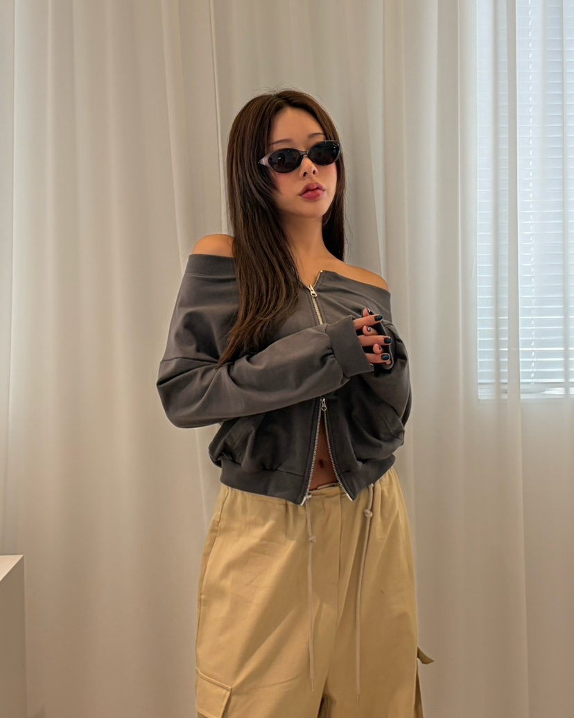 TIPSY韓國直郵女裝新品推薦人氣真品熱賣時尚衛衣毛圈布拉鏈TIPSY衛衣