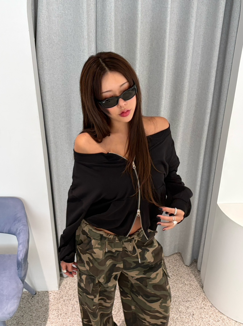 TIPSY韓國直郵女裝新品推薦人氣真品熱賣時尚衛衣毛圈布拉鏈TIPSY衛衣