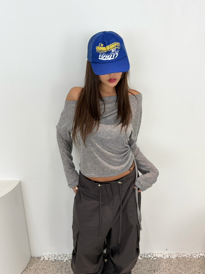 TIPSY韓國直郵女裝新款熱賣時尚推薦真品休閑長袖T恤褶皺TIPSY長袖T恤