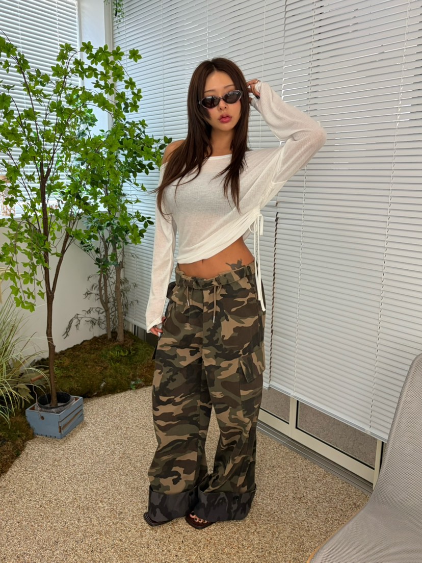 TIPSY韓國直郵女裝新款熱賣時尚推薦真品休閑長袖T恤褶皺TIPSY長袖T恤