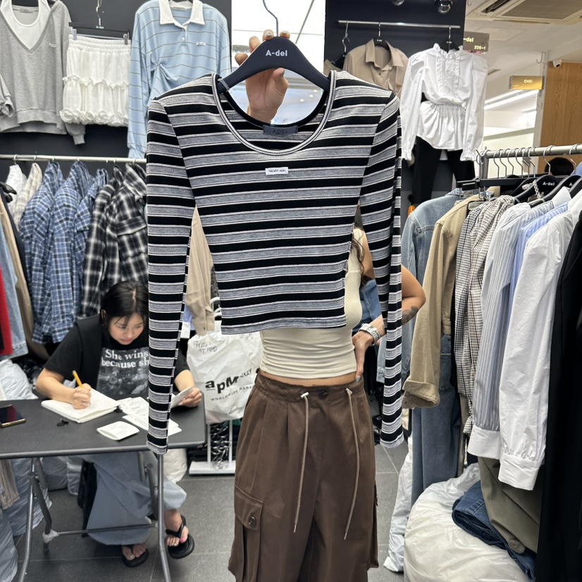 A-DEL韓國直郵女裝新款推薦時尚休閑真品人氣熱賣長袖T恤A-DEL長袖T恤圖色1