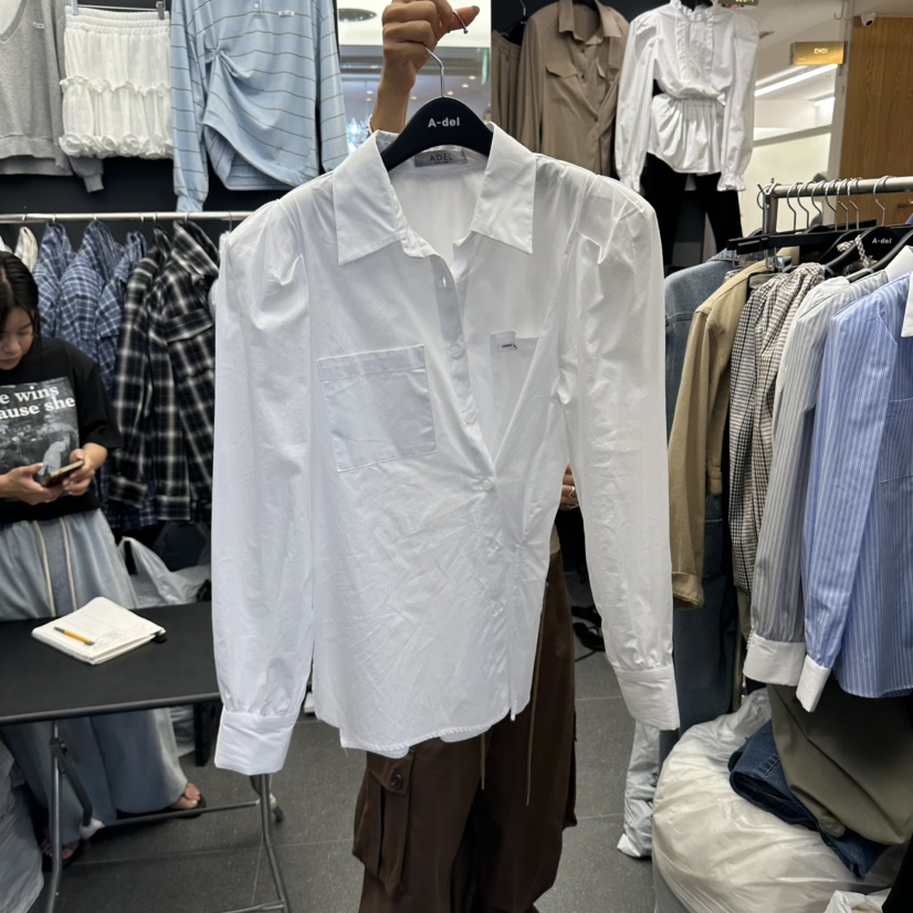 A-DEL韓國代購女裝新品休閑真品熱賣推薦襯衫蕾絲衫泡泡袖A-DEL襯衫/蕾絲衫圖色1