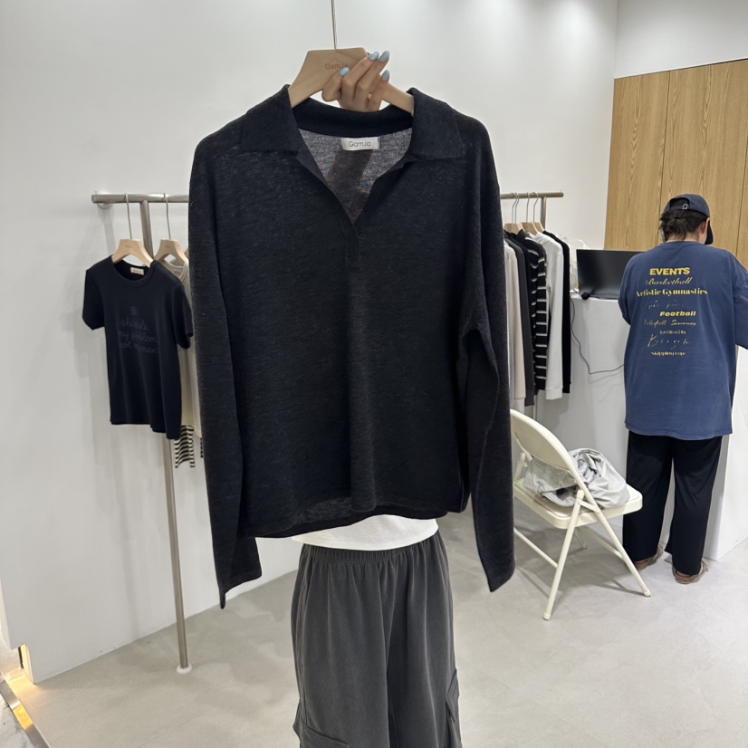 GAM JA韓國代購女士新品熱賣休閑人氣時尚真品推薦針織衫GAM JA針織衫圖色4墨色