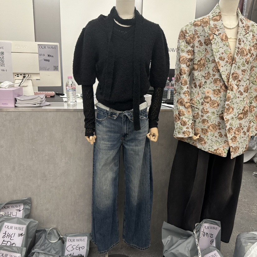 OURWAVE/OUR ROOM韓國代購女裝新品真品針織衫不含內搭含脖帶圍巾OURWAVE/OUR ROOM針織衫