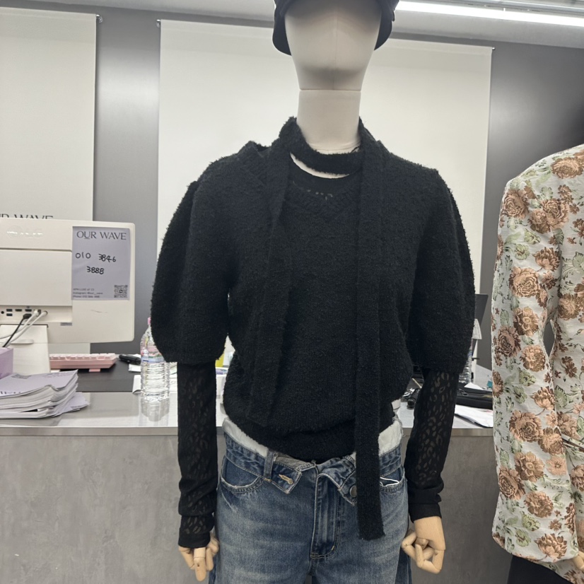 OURWAVE/OUR ROOM韓國代購女裝新品真品針織衫不含內搭含脖帶圍巾OURWAVE/OUR ROOM針織衫圖色2
