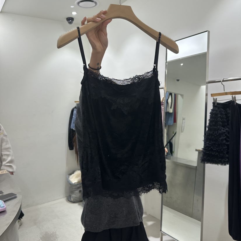 REPELLER東大門代購女士新品真品吊帶背心不含項鏈天鵝絨蕾絲REPELLER吊帶/背心圖色2