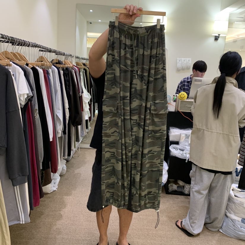 BREEZE韓國直郵女裝新款真品推薦休閑休閑褲華夫格口袋迷彩BREEZE休閑褲圖色2卡其綠