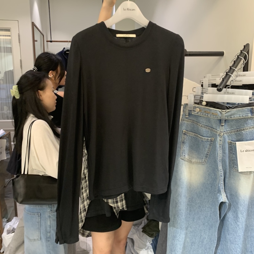 LE AHICON東大門實拍女士新品真品熱賣時尚休閑人氣長袖T恤Le Ahicon長袖T恤圖色5黑