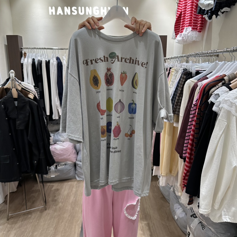 HANSUNGHYUN韓國代購女裝新款熱賣休閑時尚人氣真品T恤寬松HANSUNGHYUNT恤圖色1