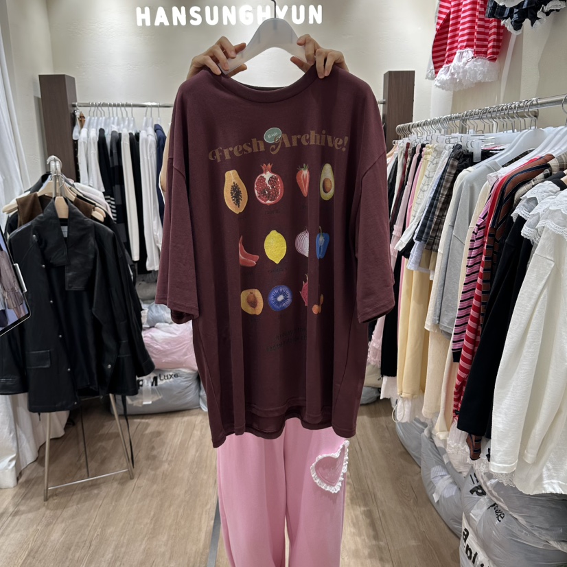 HANSUNGHYUN韓國代購女裝新款熱賣休閑時尚人氣真品T恤寬松HANSUNGHYUNT恤圖色2
