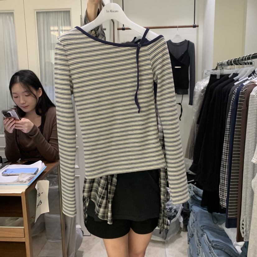 LE AHICON韓國直郵女裝新款真品熱賣人氣休閑推薦長袖T恤Le Ahicon長袖T恤圖色1