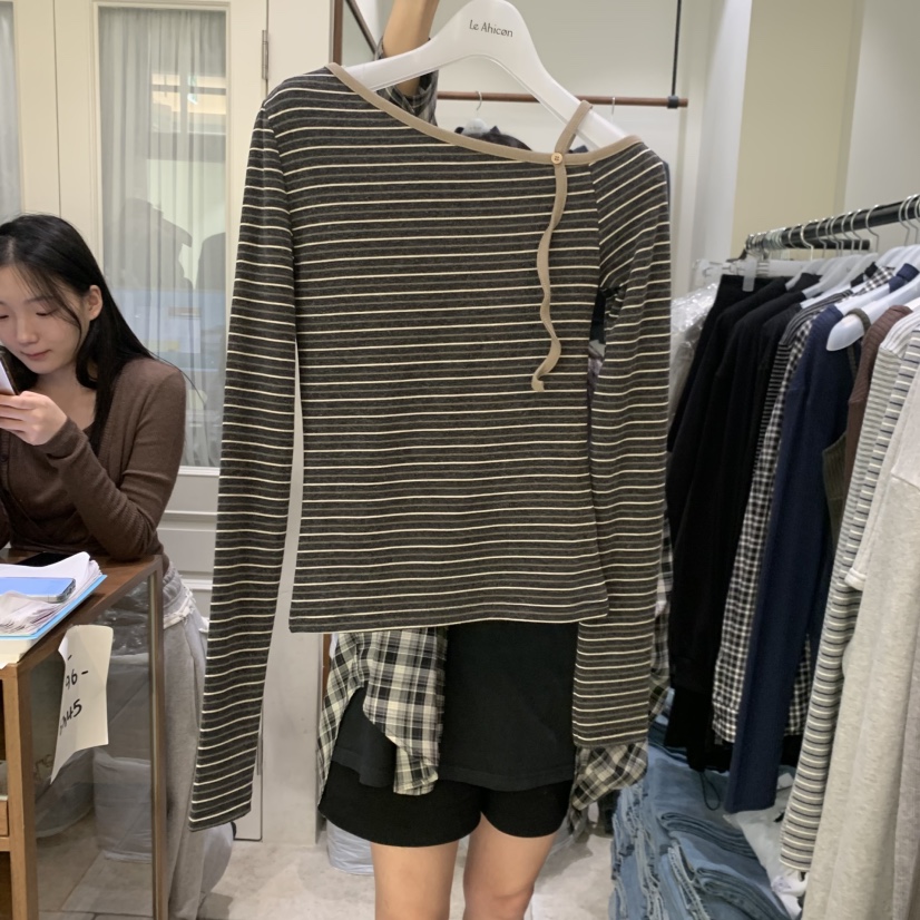 LE AHICON韓國直郵女裝新款真品熱賣人氣休閑推薦長袖T恤Le Ahicon長袖T恤圖色3