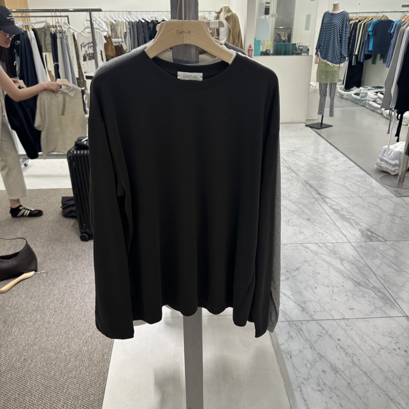 GAM JA東大門實拍女裝新品人氣休閑時尚推薦熱賣長袖T恤GAM JA長袖T恤圖色5墨色