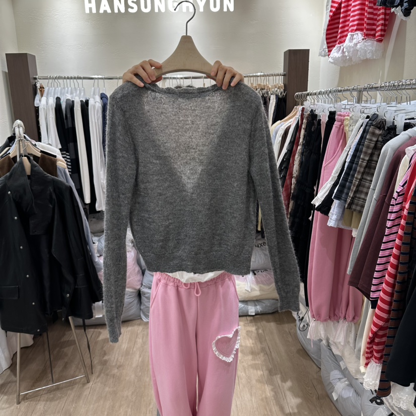 HANSUNGHYUN韓國代購女士新款推薦熱賣人氣開衫荷葉邊開衫HANSUNGHYUN開衫