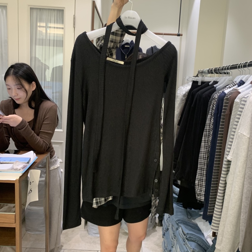 LE AHICON東大門直郵女裝新款推薦休閑時尚長袖T恤含飄帶Le Ahicon長袖T恤圖色3