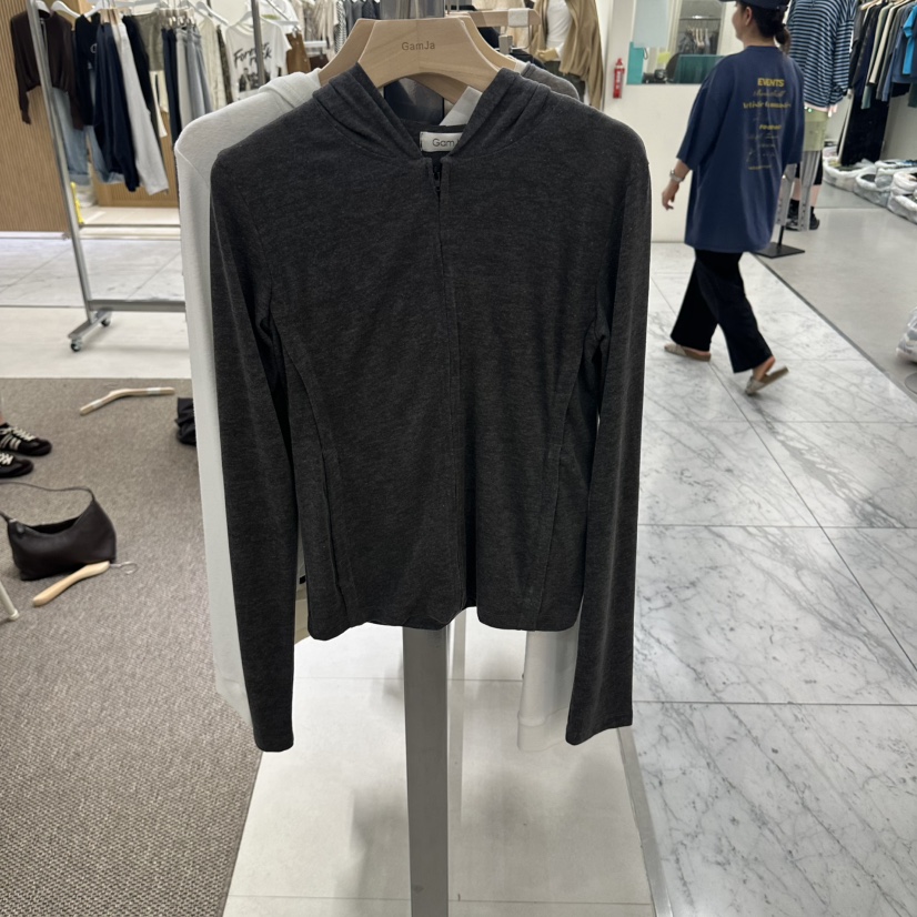 GAM JA韓國直郵女裝新品休閑真品人氣衛衣拉鏈連帽衫修身GAM JA衛衣圖色3淺灰色