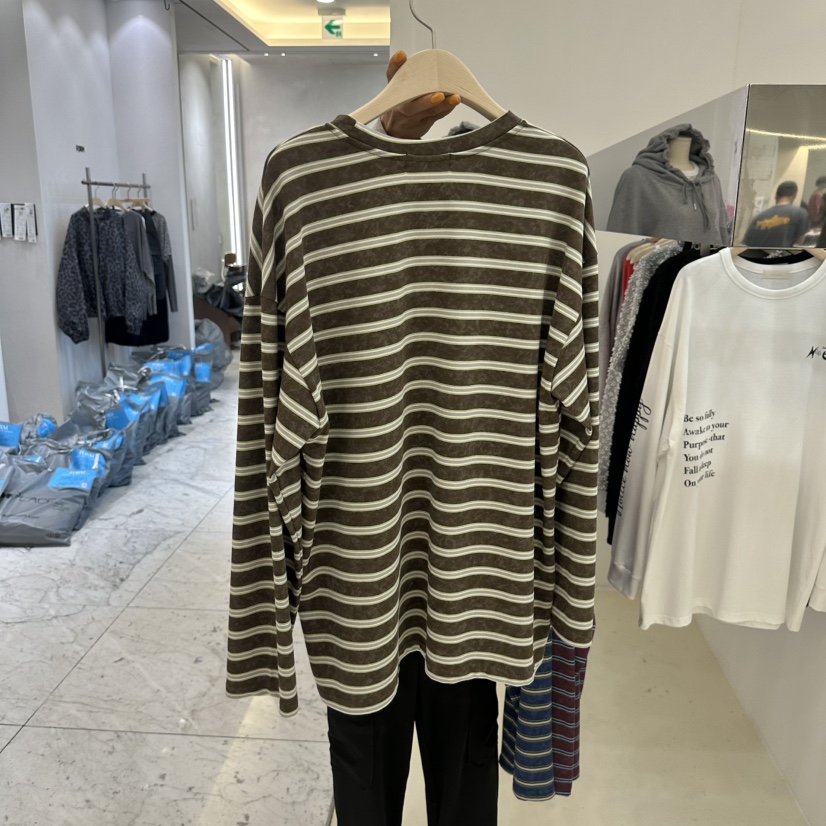NEEEEDS韓國直郵女士新品人氣熱賣真品時尚休閑長袖T恤條紋NEEEEDS長袖T恤