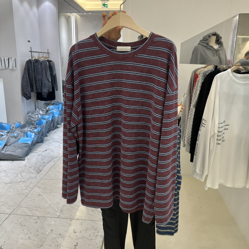NEEEEDS韓國直郵女士新品人氣熱賣真品時尚休閑長袖T恤條紋NEEEEDS長袖T恤圖色3