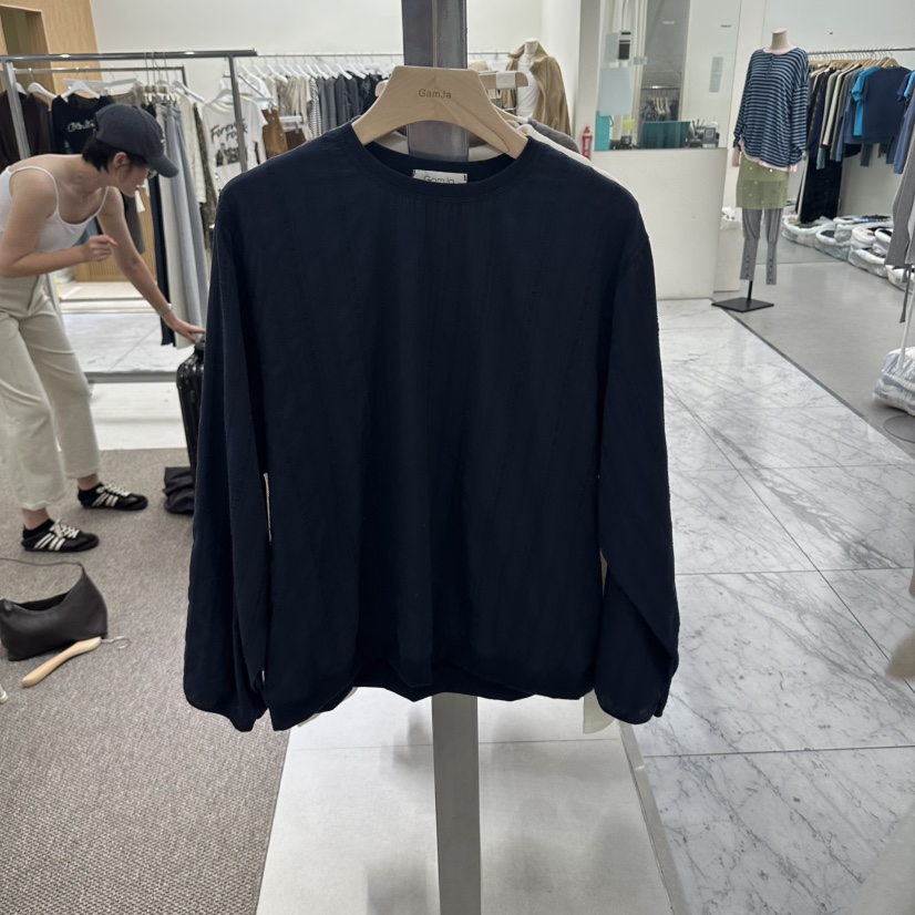 GAM JA韓國直郵女裝新品熱賣人氣休閑真品時尚推薦長袖T恤GAM JA長袖T恤圖色3藏藍色