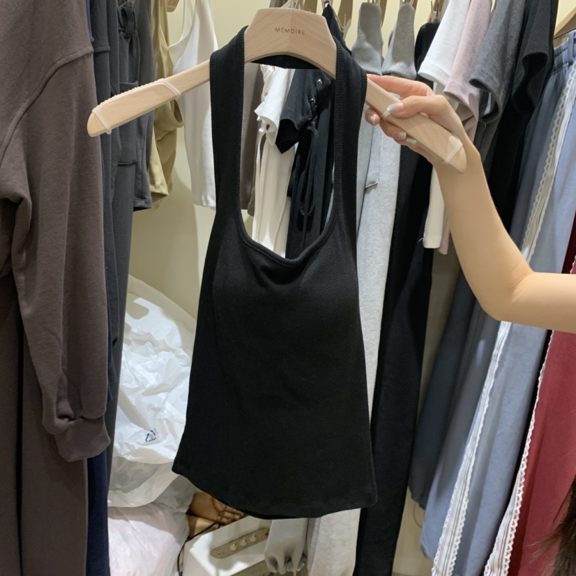 MONROE東大門代購女士新款人氣推薦熱賣休閑吊帶背心羅紋MONROE吊帶/背心圖色4黑
