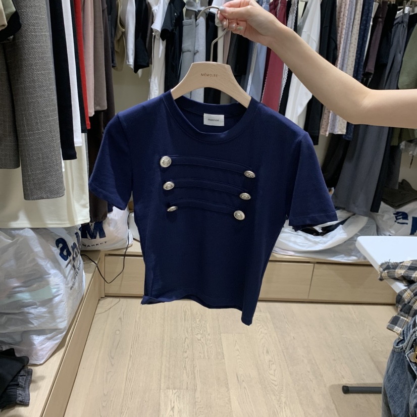 MONROE韓國直郵女士新款休閑熱賣時尚人氣真品推薦T恤MONROET恤圖色2深藍色