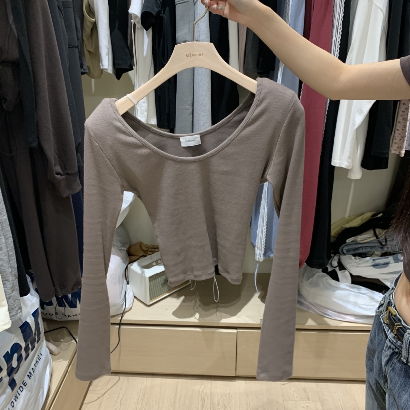 MONROE韓國代購女士新品休閑真品熱賣時尚推薦長袖T恤羅紋MONROE長袖T恤圖色3