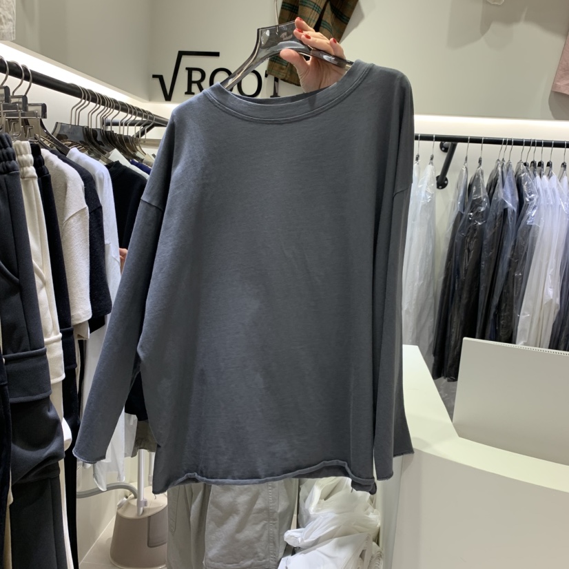 ROOT 2.3東大門實拍女士新款推薦休閑人氣真品長袖T恤開衩ROOT 2.3長袖T恤圖色2墨