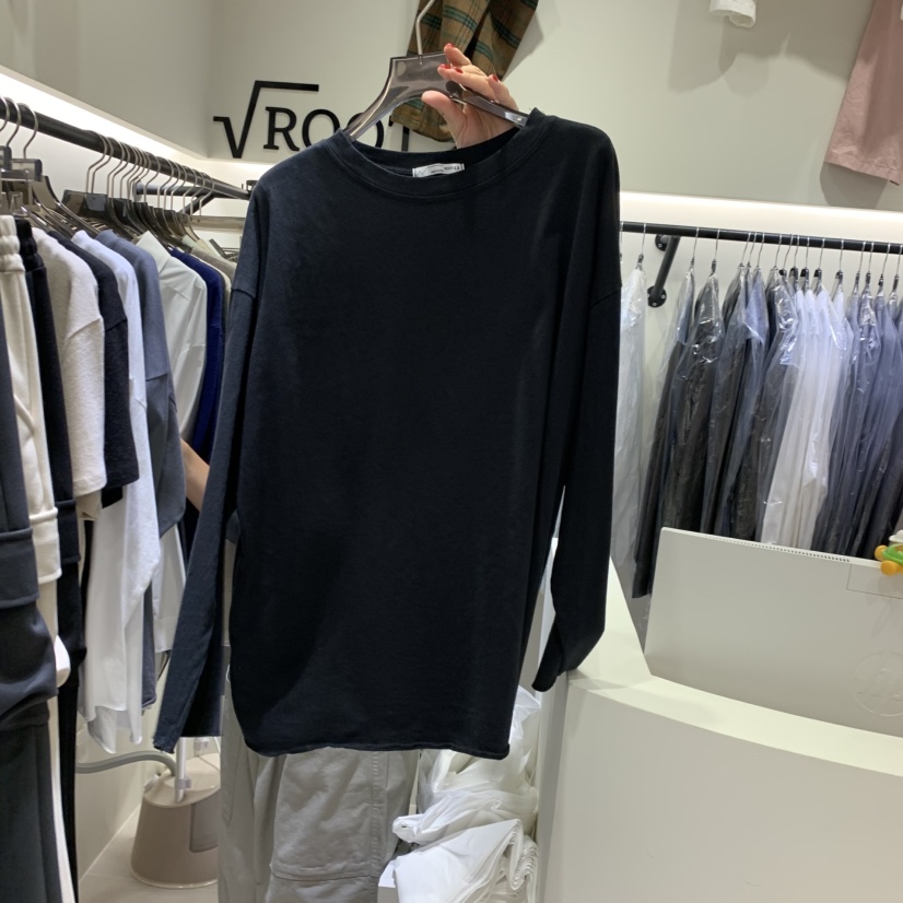 ROOT 2.3東大門實拍女士新款推薦休閑人氣真品長袖T恤開衩ROOT 2.3長袖T恤圖色3黑