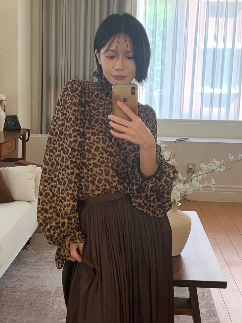 FABRIC韓國直郵女裝新品時尚推薦休閑襯衫蕾絲衫荷葉邊高領FABRIC襯衫/蕾絲衫