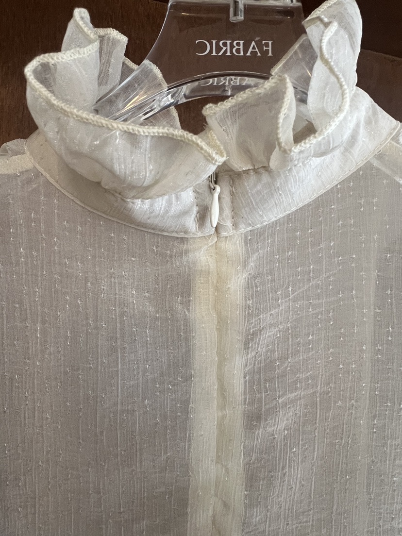 FABRIC韓國直郵女裝新品時尚推薦休閑襯衫蕾絲衫荷葉邊高領FABRIC襯衫/蕾絲衫