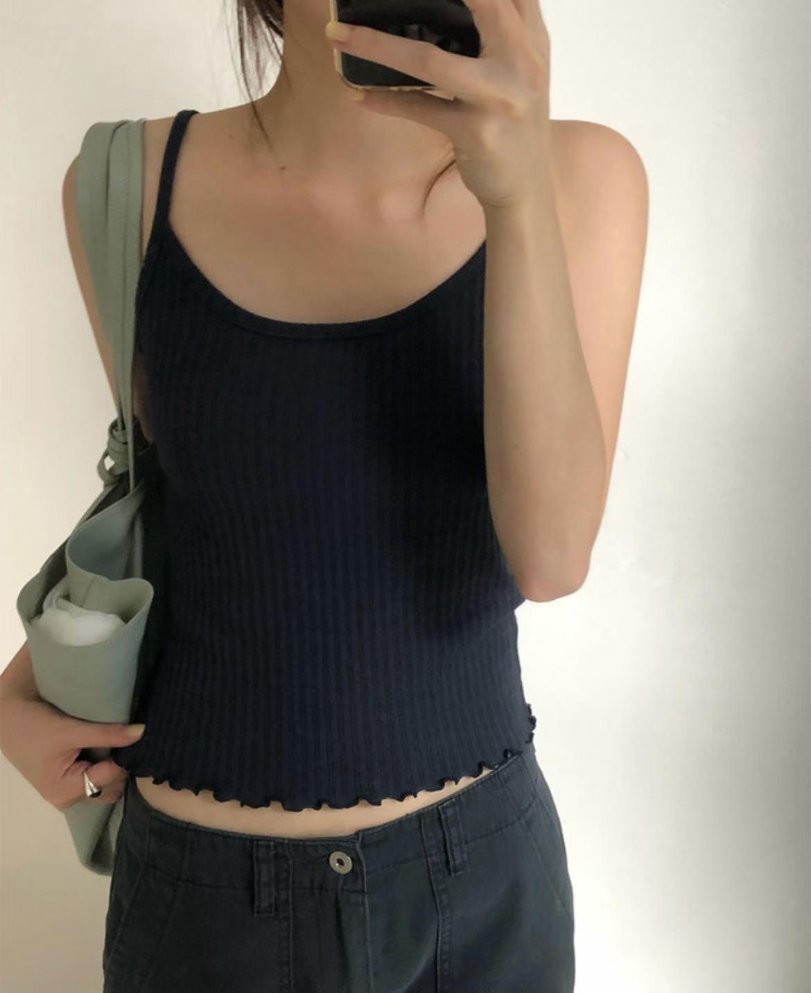 WAYBETTER韓國代購女裝新款時尚休閑吊帶背心不含內搭羅紋WAYBETTER吊帶/背心圖色2