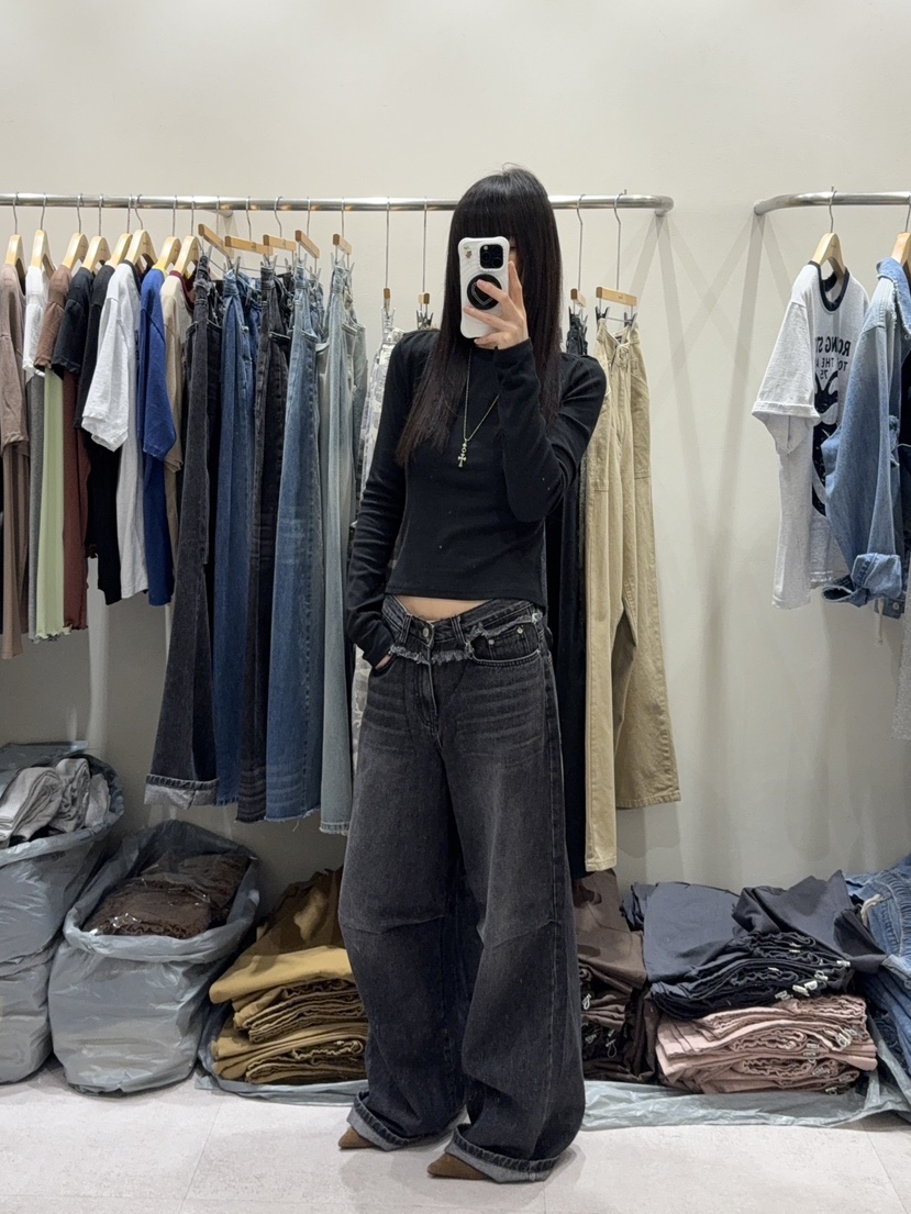 SHIRRING東大門直郵女裝新品時尚熱賣人氣推薦真品牛仔褲SHIRRING牛仔褲